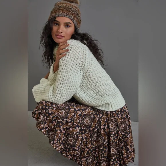 NWT Anthropologie Maeve Dionne Bell-Sleeved Sweater Plus Size 1X Mint Green - Picture 2 of 12